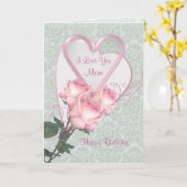 バラとハート- Mom用誕生日カード カード (黄色い花)