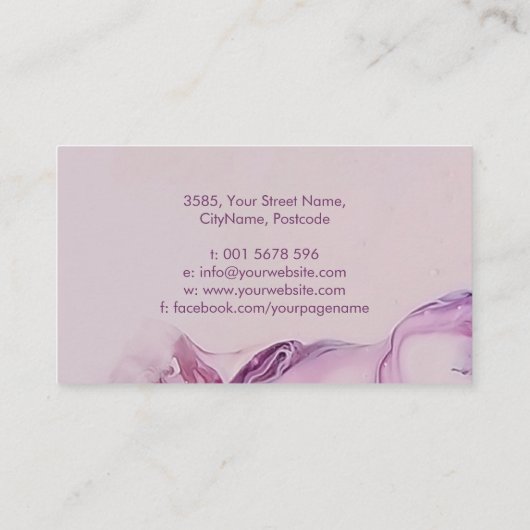 バラとバイオレットバースト抽象芸術アクリル注 名刺 (裏面)