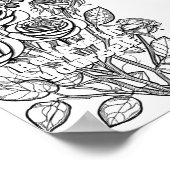 バラとバタフライカラーリングページ印刷可能 ポスター (角)