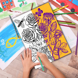 バラとバタフライカラーリングページ印刷可能 ポスター