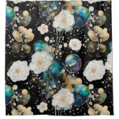 バラとバブルの抽象芸術 シャワーカーテン (正面)