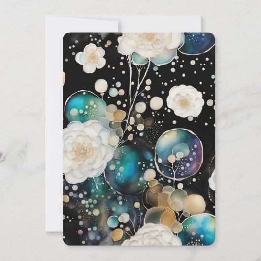 バラとバブル抽象芸術30th誕生日パーティー 招待状 (裏面)