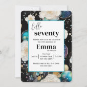 バラとバブル抽象芸術70th誕生日パーティー 招待状 (正面)