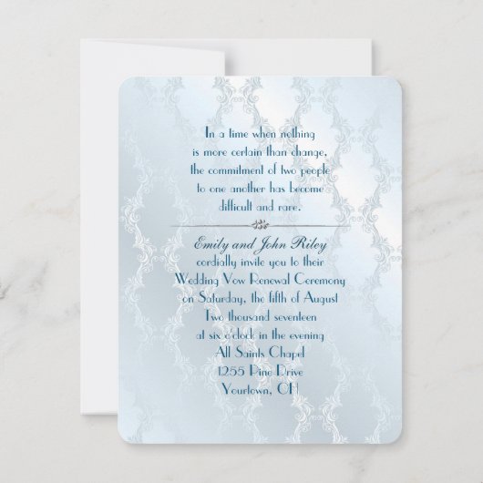 バラとパールブーケの誓いの更新 招待状 (裏面)