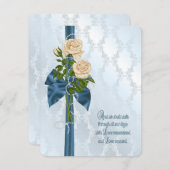 バラとパールブーケの誓いの更新 招待状 (正面/裏面)