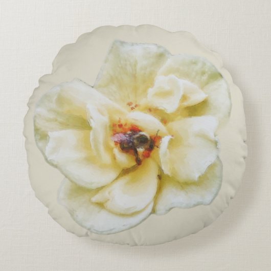 バラとビー ラウンドクッション (正面)
