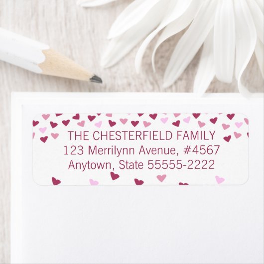 バラとピンクのハートの枠 ラベル (インサイチュ)