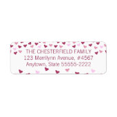 バラとピンクのハートの枠 ラベル (正面)