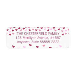 バラとピンクのハート縁ど ラベル
