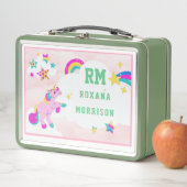 バラとピンクグリーン、翼のあるユニコーンランチメタル メタルランチボックス (インサイチュ)