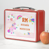 バラとピンクグリーン、翼のあるユニコーンランチメタル メタルランチボックス (インサイチュ)