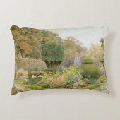 バラとピンクバイエルグッド、ヴィンテージイングリッシュガーデン アクセントクッション (正面)