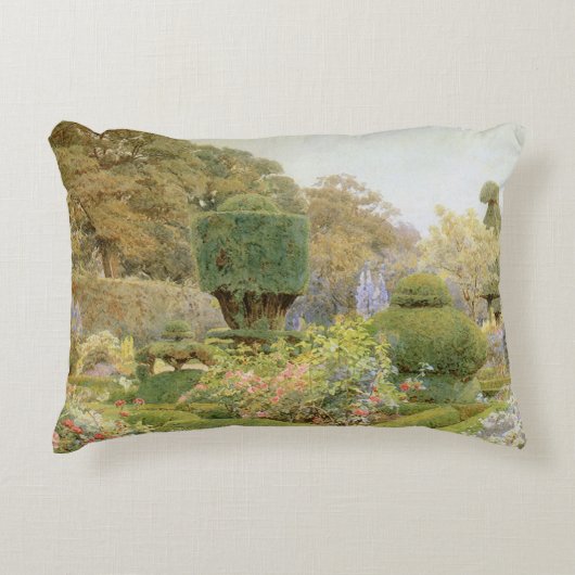 バラとピンクバイエルグッド、ヴィンテージイングリッシュガーデン アクセントクッション (正面)