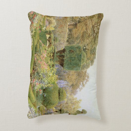 バラとピンクバイエルグッド、ヴィンテージイングリッシュガーデン アクセントクッション (裏面(縦))