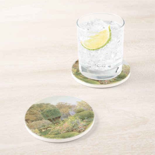 バラとピンクバイエルグッド、ヴィンテージイングリッシュガーデン コースター (側面)