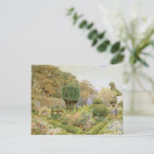 バラとピンクバイエルグッド、ヴィンテージイングリッシュガーデン ポストカード (スタンド正面)