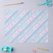 バラとピンクブルーホワイトストライプティッシュペーパー 薄葉紙 (クラフト)