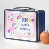 バラとピンクブルー、翼のあるユニコーンランチメタル メタルランチボックス (インサイチュ)