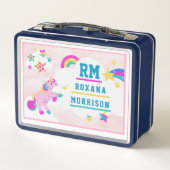 バラとピンクブルー、翼のあるユニコーンランチメタル メタルランチボックス (裏面)
