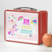 バラとピンクブルー、翼のあるユニコーンランチメタル メタルランチボックス (インサイチュ)