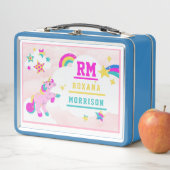 バラとピンクブルー、翼のあるユニコーンランチメタル メタルランチボックス (インサイチュ)