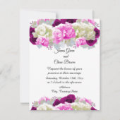 バラとピンクペオニーフローラ結婚式招待状 招待状 (正面)