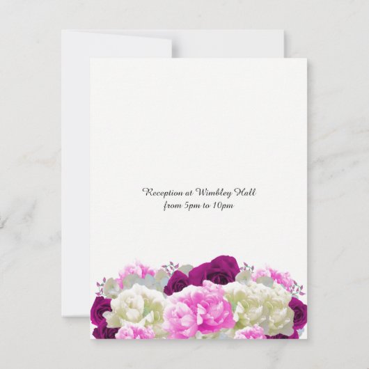 バラとピンクペオニーフローラ結婚式招待状 招待状 (裏面)