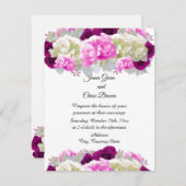 バラとピンクペオニーフローラ結婚式招待状 招待状 (正面/裏面)