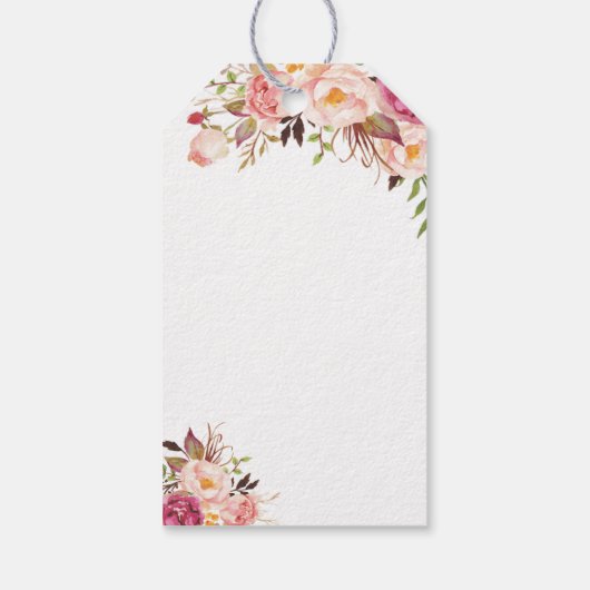 バラとピーチの水の色結婚の感謝のお願い ギフトタグ (裏面)