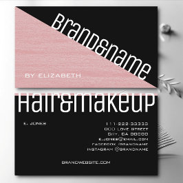 バラとブラックパステルピンクのテクスチャ三角形モダン色 名刺