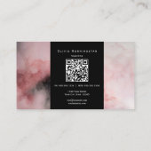 バラとブラック流体インクQRと写真 名刺 (裏面)