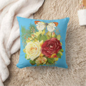 バラとプレイド クッション (ブランケット)