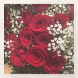 バラとベビーブレスガラスコースター ガラスコースター