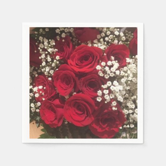 バラとベビー呼吸用ナプキン スタンダードカクテルナプキン (正面)