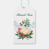 バラとベリーの水の色の結婚茎 ギフトタグ (正面)