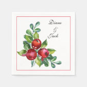 バラとベリーの水の色の結婚茎 スタンダードカクテルナプキン (正面)