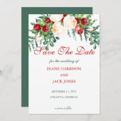 バラとベリーの水の色の結婚茎 招待状 (正面/裏面)