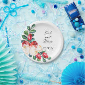 バラとベリーの水彩ステム ペーパープレート (パーティー)