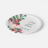 バラとベリーの水彩ステム ペーパープレート (アングル)