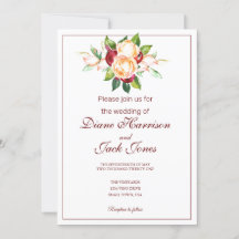 バラとベリーの水彩画の茎