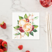 バラとベリーの水色の茎 スタンダードカクテルナプキン (インサイチュ)