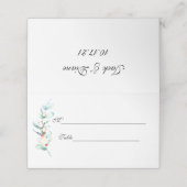 バラとベリーの水色の茎 プレイスカード (外部開封)