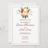 バラとベリーの水色の茎 招待状 (正面)