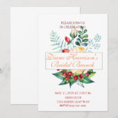 バラとベリーの水色の茎 招待状 (正面/裏面)