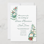 バラとベリーの水色の茎 招待状 (正面)