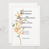 バラとベリーの水色の茎 招待状 (正面/裏面)