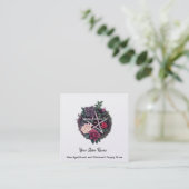 バラとペンタグラムスクエアビジネスカード スクエア名刺 (スタンド正面)