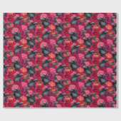 バラとホークの蛾を持つゴシック風のカラスのネバーモア ラッピングペーパー (フラット)