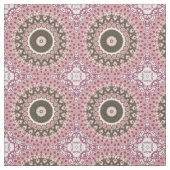 バラとモカの曼荼羅柄 フローラル幾何学 ファブリック (見本)