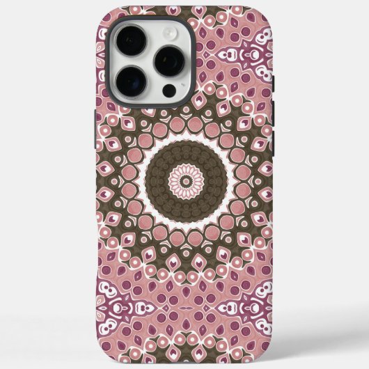 バラとモカの曼荼羅柄 フローラル幾何学 Case-Mate iPhoneケース (裏面)